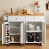 image:imageVEVOR Kitchen Island Cart with Storage 4228 in Wide Mobile Rolling Storage Island on Swivel Wheels with Drawer Storage Cabinet Drop Leaf Spice Rack Table for Home Dining Room White4764W dropleaf