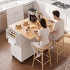 image:imageVEVOR Kitchen Island Cart with Storage 4228 in Wide Mobile Rolling Storage Island on Swivel Wheels with Drawer Storage Cabinet Drop Leaf Spice Rack Table for Home Dining Room White4606W dropleaf