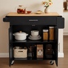 image:imageVEVOR Kitchen Island Cart with Storage 4228 in Wide Mobile Rolling Storage Island on Swivel Wheels with Drawer Storage Cabinet Drop Leaf Spice Rack Table for Home Dining Room White4228W dropleafBlack