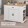 image:imageVEVOR Kitchen Island Cart with Storage 4228 in Wide Mobile Rolling Storage Island on Swivel Wheels with Drawer Storage Cabinet Drop Leaf Spice Rack Table for Home Dining Room White46W
