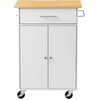 image:imageVEVOR Kitchen Island Cart with Storage 4228 in Wide Mobile Rolling Storage Island on Swivel Wheels with Drawer Storage Cabinet Drop Leaf Spice Rack Table for Home Dining Room White2484W