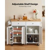 image:imageVEVOR Kitchen Island Cart with Storage 4228 in Wide Mobile Rolling Storage Island on Swivel Wheels with Drawer Storage Cabinet Drop Leaf Spice Rack Table for Home Dining Room White4236W