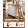 image:imageVEVOR Kitchen Island Cart with Storage 4228 in Wide Mobile Rolling Storage Island on Swivel Wheels with Drawer Storage Cabinet Drop Leaf Spice Rack Table for Home Dining Room White4764W dropleaf