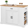 image:imageVEVOR Kitchen Island Cart with Storage 4228 in Wide Mobile Rolling Storage Island on Swivel Wheels with Drawer Storage Cabinet Drop Leaf Spice Rack Table for Home Dining Room White46W