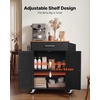 image:imageVEVOR Kitchen Island Cart with Storage 4228 in Wide Mobile Rolling Storage Island on Swivel Wheels with Drawer Storage Cabinet Drop Leaf Spice Rack Table for Home Dining Room White313WBlack