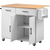 image:imageVEVOR Kitchen Island Cart with Storage 4228 in Wide Mobile Rolling Storage Island on Swivel Wheels with Drawer Storage Cabinet Drop Leaf Spice Rack Table for Home Dining Room White4606W dropleaf