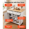 image:imageVEVOR Kitchen Island Cart with Storage 4228 in Wide Mobile Rolling Storage Island on Swivel Wheels with Drawer Storage Cabinet Drop Leaf Spice Rack Table for Home Dining Room White4567W dropleaf