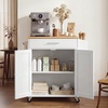 image:imageVEVOR Kitchen Island Cart with Storage 4228 in Wide Mobile Rolling Storage Island on Swivel Wheels with Drawer Storage Cabinet Drop Leaf Spice Rack Table for Home Dining Room White313WWhite