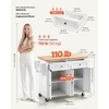 image:imageVEVOR Kitchen Island Cart with Storage 437 in Wide Mobile Rolling Storage Island on Swivel Wheels with 2 Drawers Storage Cabinet SpiceTowel Rack Hooks Table for Home Dining Room WhiteSnowwhite