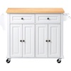 image:imageVEVOR Kitchen Island Cart with Storage 437 in Wide Mobile Rolling Storage Island on Swivel Wheels with 2 Drawers Storage Cabinet SpiceTowel Rack Hooks Table for Home Dining Room WhiteSnowwhite