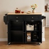 image:imageVEVOR Kitchen Island Cart with Storage 437 in Wide Mobile Rolling Storage Island on Swivel Wheels with 2 Drawers Storage Cabinet SpiceTowel Rack Hooks Table for Home Dining Room WhiteBlack