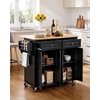 image:imageVEVOR Kitchen Island Cart with Storage 437 in Wide Mobile Rolling Storage Island on Swivel Wheels with 2 Drawers Storage Cabinet SpiceTowel Rack Hooks Table for Home Dining Room WhiteBlack