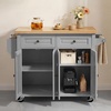 image:imageVEVOR Kitchen Island Cart with Storage 437 in Wide Mobile Rolling Storage Island on Swivel Wheels with 2 Drawers Storage Cabinet SpiceTowel Rack Hooks Table for Home Dining Room WhiteGrey