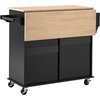 image:imageVEVOR Kitchen Island Cart with Storage 437 in Wide Mobile Rolling Storage Island on Swivel Wheels with 2 Drawers Storage Cabinet SpiceTowel Rack Hooks Table for Home Dining Room WhiteBlack