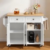 image:imageVEVOR Kitchen Island Cart with Storage 437 in Wide Mobile Rolling Storage Island on Swivel Wheels with 2 Drawers Storage Cabinet SpiceTowel Rack Hooks Table for Home Dining Room WhiteSnowwhite