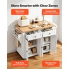 image:imageVEVOR Kitchen Island Cart with Storage 437 in Wide Mobile Rolling Storage Island on Swivel Wheels with 2 Drawers Storage Cabinet SpiceTowel Rack Hooks Table for Home Dining Room WhiteSnowwhite