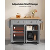 image:imageVEVOR Kitchen Island Cart with Storage 437 in Wide Mobile Rolling Storage Island on Swivel Wheels with 2 Drawers Storage Cabinet SpiceTowel Rack Hooks Table for Home Dining Room WhiteGrey