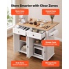 image:imageVEVOR Kitchen Island Cart with Storage 437 in Wide Mobile Rolling Storage Island on Swivel Wheels with 2 Drawers Storage Cabinet SpiceTowel Rack Hooks Table for Home Dining Room WhiteWhite