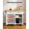 image:imageVEVOR Kitchen Island Cart with Storage 437 in Wide Mobile Rolling Storage Island on Swivel Wheels with 2 Drawers Storage Cabinet SpiceTowel Rack Hooks Table for Home Dining Room WhiteSnowwhite