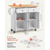 image:imageVEVOR Kitchen Island Cart with Storage 437 in Wide Mobile Rolling Storage Island on Swivel Wheels with 2 Drawers Storage Cabinet SpiceTowel Rack Hooks Table for Home Dining Room WhiteWhite