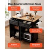 image:imageVEVOR Kitchen Island Cart with Storage 437 in Wide Mobile Rolling Storage Island on Swivel Wheels with 2 Drawers Storage Cabinet SpiceTowel Rack Hooks Table for Home Dining Room WhiteBlack