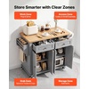 image:imageVEVOR Kitchen Island Cart with Storage 437 in Wide Mobile Rolling Storage Island on Swivel Wheels with 2 Drawers Storage Cabinet SpiceTowel Rack Hooks Table for Home Dining Room WhiteGrey