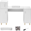 image:imageVEVOR Manicure Table Glass Top Desk Makeup Dressing Station with Storage Cabinets AcetoneResistant Nail Tech Table for Spa Beauty Salon Workstation with Wrist Rest 8 Metal Legs White