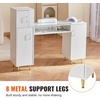 image:imageVEVOR Manicure Table Glass Top Desk Makeup Dressing Station with Storage Cabinets AcetoneResistant Nail Tech Table for Spa Beauty Salon Workstation with Wrist Rest 8 Metal Legs White