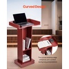 image:imageVEVOR Podium Stand 41Inch Wooden Lectern Laptop Desk with Wide Reading Surface and Storage Shelf Edge Stopper Elegant Design FloolStanding for Classroom Conference Church and PresentationWooden Lectern