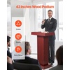 image:imageVEVOR Podium Stand 41Inch Wooden Lectern Laptop Desk with Wide Reading Surface and Storage Shelf Edge Stopper Elegant Design FloolStanding for Classroom Conference Church and PresentationWooden Lectern