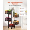 image:imageVEVOR Rotating Storage Rack Cart 5 Tier Fruit and Vegetable Basket Bowls Heavy Duty Wire Basket Organizer on Wheels Large Capacity Stand with Metal Top Lid for Kitchen Bathroom Nursery Black
