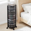 image:imageVEVOR Rotating Storage Rack Cart 5 Tier Fruit and Vegetable Basket Bowls Heavy Duty Wire Basket Organizer on Wheels Large Capacity Stand with Metal Top Lid for Kitchen Bathroom Nursery Black