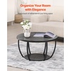 image:imageVEVOR Round Coffee Table Modern Coffee Table 2 Tiers Wooden Circle Center Desk with Open Storage Minimalist Sturdy Metal Frame Accent End Desk for Living Room Office Easy Assembly Rustic BrownGrey