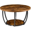 image:imageVEVOR Round Coffee Table Modern Coffee Table 2 Tiers Wooden Circle Center Desk with Open Storage Minimalist Sturdy Metal Frame Accent End Desk for Living Room Office Easy Assembly Rustic BrownNatural