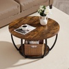 image:imageVEVOR Round Coffee Table Modern Coffee Table 2 Tiers Wooden Circle Center Desk with Open Storage Minimalist Sturdy Metal Frame Accent End Desk for Living Room Office Easy Assembly Rustic BrownNatural