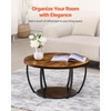 image:imageVEVOR Round Coffee Table Modern Coffee Table 2 Tiers Wooden Circle Center Desk with Open Storage Minimalist Sturdy Metal Frame Accent End Desk for Living Room Office Easy Assembly Rustic BrownNatural