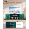 image:imageVEVOR TV Stand for TVs up to 75 inch Modern Entertainment Center with Glass Doors and Gold Legs TV Storage Cabinet with Adjustable Shelves Wood Media Console for Living Room and Bedroom Dark Green