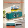 image:imageVEVOR TV Stand for TVs up to 75 inch Modern Entertainment Center with Glass Doors and Gold Legs TV Storage Cabinet with Adjustable Shelves Wood Media Console for Living Room and Bedroom Dark Green