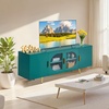image:imageVEVOR TV Stand for TVs up to 75 inch Modern Entertainment Center with Glass Doors and Gold Legs TV Storage Cabinet with Adjustable Shelves Wood Media Console for Living Room and Bedroom Dark Green