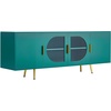 image:imageVEVOR TV Stand for TVs up to 75 inch Modern Entertainment Center with Glass Doors and Gold Legs TV Storage Cabinet with Adjustable Shelves Wood Media Console for Living Room and Bedroom Dark Green