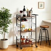 image:imageVEVOR Bar Cart 3 Tiers Home Kitchen Serving Carts Industrial Rolling Utility Station on Wheel Mobile Drink Beverage Shelf with Wine Rack amp Glass Holder 3464x1417x3268 in Rustic Brown and BlackRustic Brown and Black
