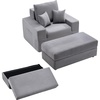image:imageVEVOR Chaise Lounge Chair 49 Boneless Modular Chaise Lounge Indoor Oversized Corduroy Reading Chair with Throw Pillows amp Armrests Deep Seat Sofa Couch Sleeper for Living Room Bedroom GreyGrey