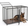image:imageVEVOR Dog Crate Furniture 42 Inch Heavy Duty Dog Kennel Furniture Indoor for Small amp Medium Dogs Steel Decorative Pet Cage House End Table with 3 Doors Detachable Tray amp EscapeProof Locks Black640L x 330W x 408H
