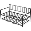 image:imageVEVOR Full Size Daybed Frame Day Bed with Trundle Heavy Duty Metal Platform Bed Frame Full Daybed with Metal Slats Support for Living Room Bedroom Guest Room Easy Assembly BlackTwin Size with Charging Station