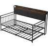 image:imageVEVOR Full Size Daybed Frame Day Bed with Trundle Heavy Duty Metal Platform Bed Frame Full Daybed with Metal Slats Support for Living Room Bedroom Guest Room Easy Assembly BlackTwin Size with Storage Headboard