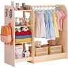 image:imageVEVOR Kids Dress Up Storage with Mirror Wooden Kids Dress Up Rack Toddler Wardrobe Closet for Little Girls Storage Armoire Costume Organizer Children Playroom Furniture for Bedroom NaturalWood
