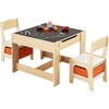 image:imageVEVOR Kids Table and Chair Set 3 in 1 Wooden Kids Table with Storage Drawer Toddler Activity Play Desk with 2 in 1 Detachable Tabletop Children Table for Art Eating Reading Learning GrayNatural