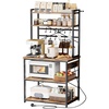 image:imageVEVOR Kitchen Bakers Rack with Power Outlets 236 x 157 x 551 Inch Microwave Stand with Builtin Power Strip amp 46 Ft Cord 8 SShaped Hooks for Dish Storage Spice Jars Coffee Bar Organization315 x 157 x 637