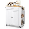 image:imageVEVOR Kitchen Island Cart with Storage 4228 in Wide Mobile Rolling Storage Island on Swivel Wheels with Drawer Storage Cabinet Drop Leaf Spice Rack Table for Home Dining Room White313WWhite
