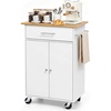 image:imageVEVOR Kitchen Island Cart with Storage 4228 in Wide Mobile Rolling Storage Island on Swivel Wheels with Drawer Storage Cabinet Drop Leaf Spice Rack Table for Home Dining Room White2484W